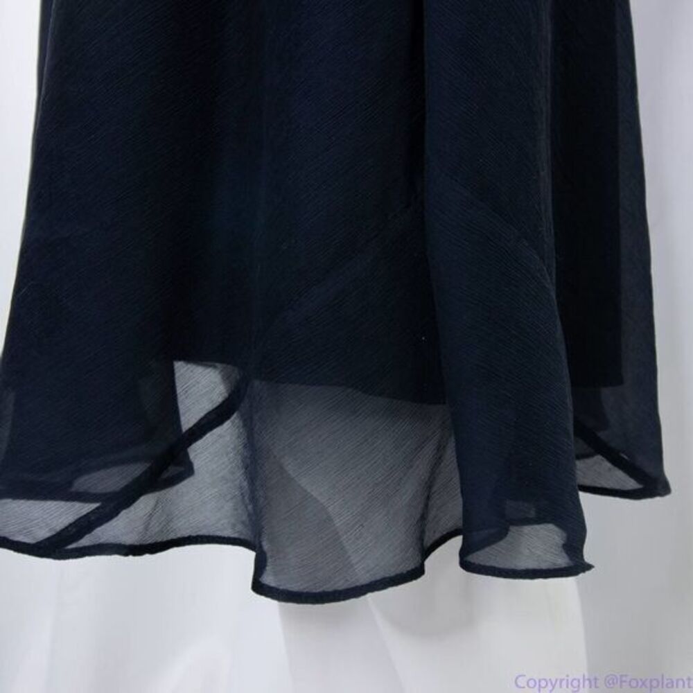 Jcrew 100% silk asymmetric hem V neck navy blue midi dress, size 2 - Picture 5 of 12